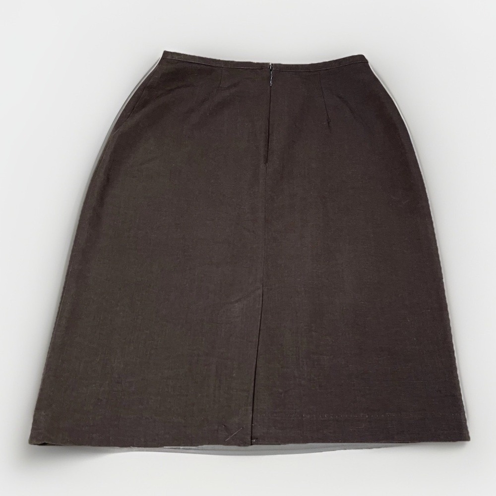 Minimalistic‎ Conrad~C Brown Linen Blend Women's Pencil Skirt 4 Classic Timeless - Picture 4 of 8
